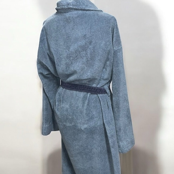 🌻Eberjey Coastal Blue Terry Gender Neutral Long Robe Unisex Size M/L - Picture 12 of 15